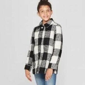 Cat & Jack Black & White Girls Textured Coat Sz 7-8